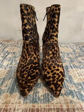 Tory Burch Leopard-Print Pony Hair Western Style Boots size 9.5